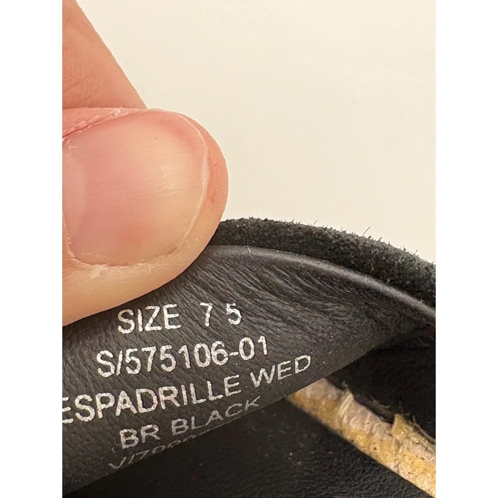 Banana Republic Black Suede Espadrille Wedge Sandals Crisscross Mules 7.5 575106